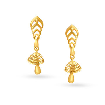 Avant-Garde Yellow Gold Carved Jhumkas