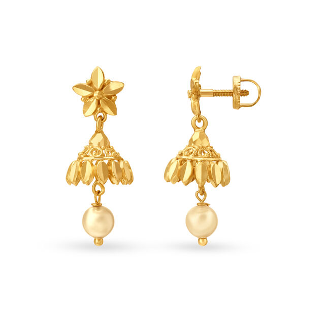 Elegant Pearl Gold Jhumka Earrings 2