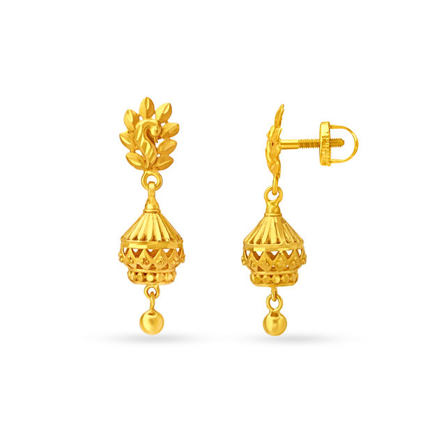 Brilliant Yellow Gold Peacock Jhumkas 2