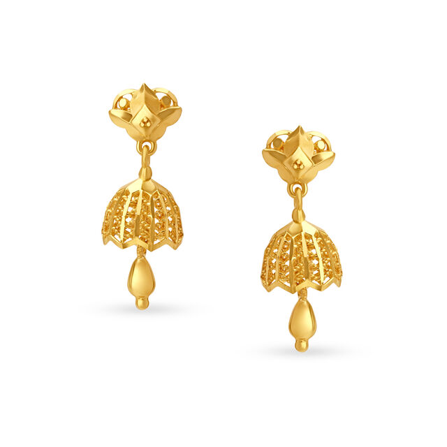 Enthralling Gold Jhumka Earrings 