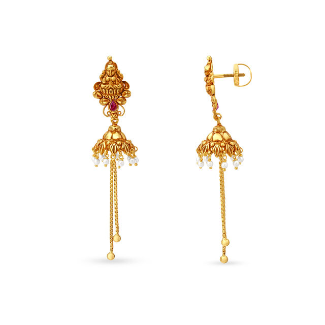 Traditional Opulent Gold Jhumka Earrings 2