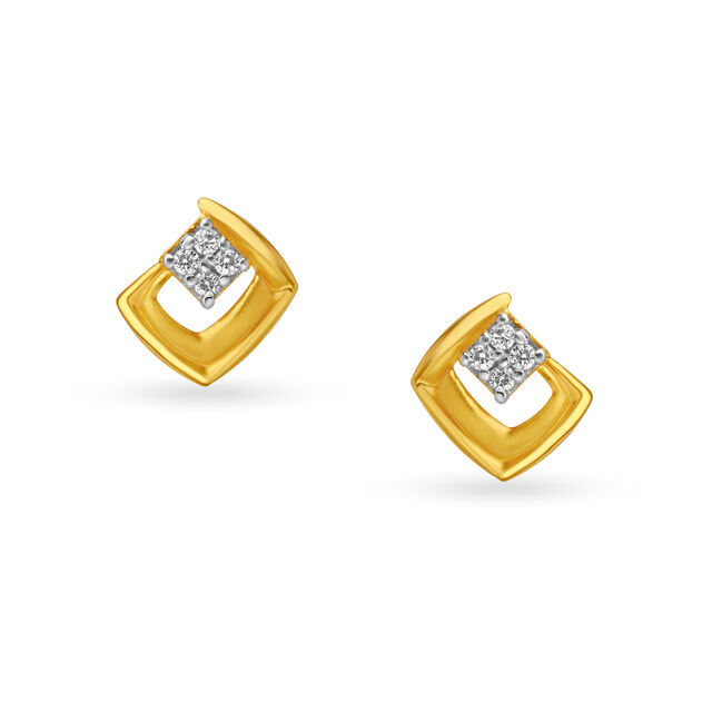 Artistic Geometric Gold Stud Earrings 