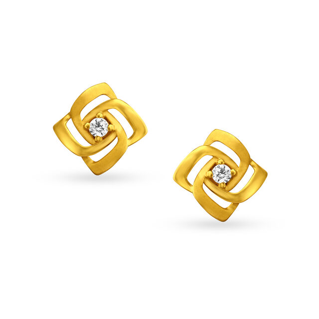 Elegant Contemporary Gold Stud Earrings 