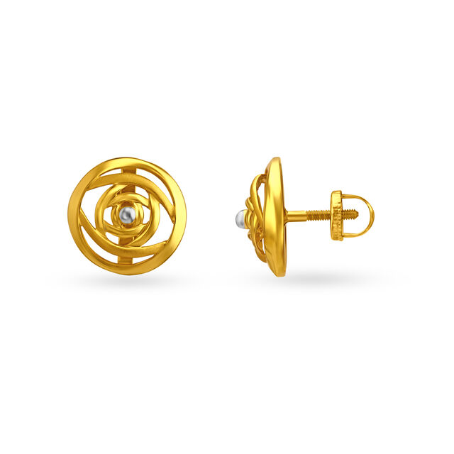 Hypnotic Yellow Gold Swirled Stud Earrings,,hi-res 2