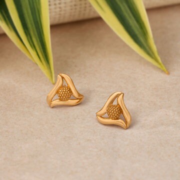 Eccentric Gold Flowerbud Stud Earrings