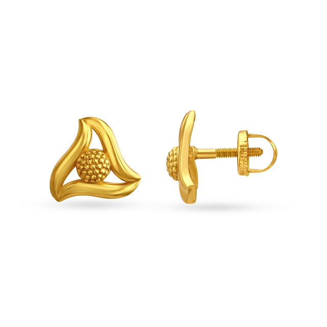 Eccentric Gold Flowerbud Stud Earrings