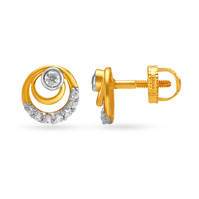 Adorable Concentric Design Gold Stud Earrings 2