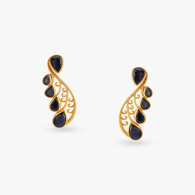 Glistening Gold Stud Earrings 