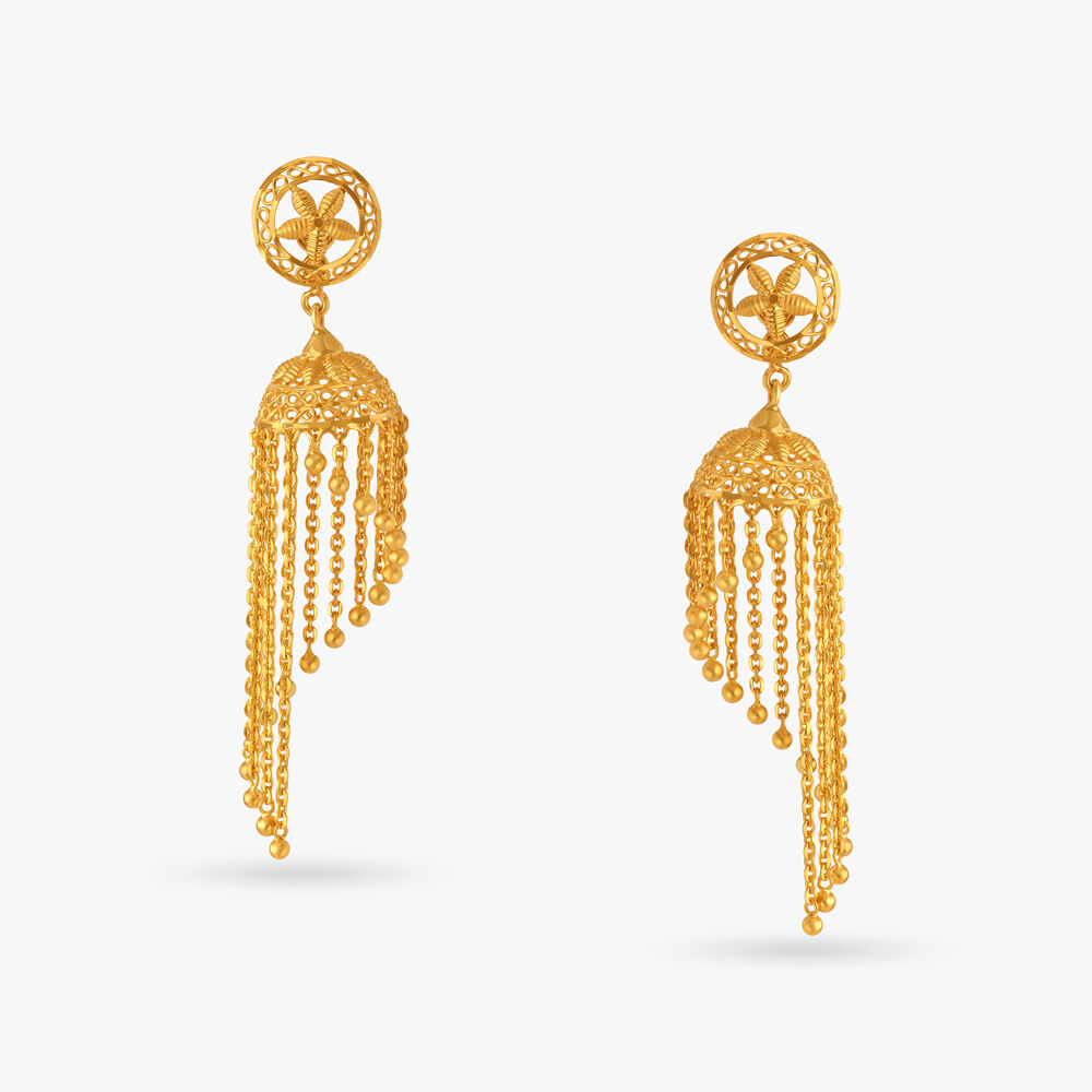 Gold jhumkas tanishq hotsell
