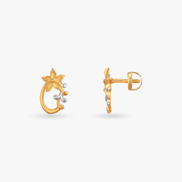 Petal Joy Gold Stud Earrings for Kids 2