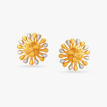 Elegant Floral Gold Stud Earrings