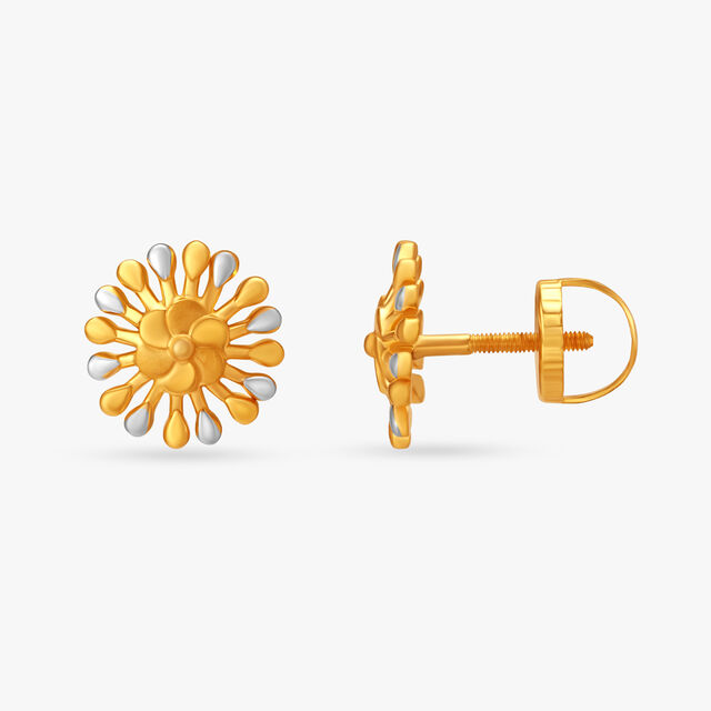 Elegant Floral Gold Stud Earrings 2