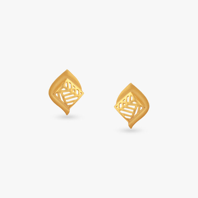 Gleam Grid Gold Stud Earrings 