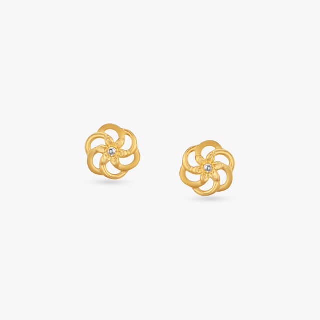 Twirl Blossom Gold Stud Earrings for Kids 