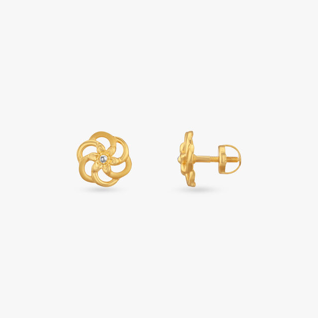 Twirl Blossom Gold Stud Earrings for Kids 2