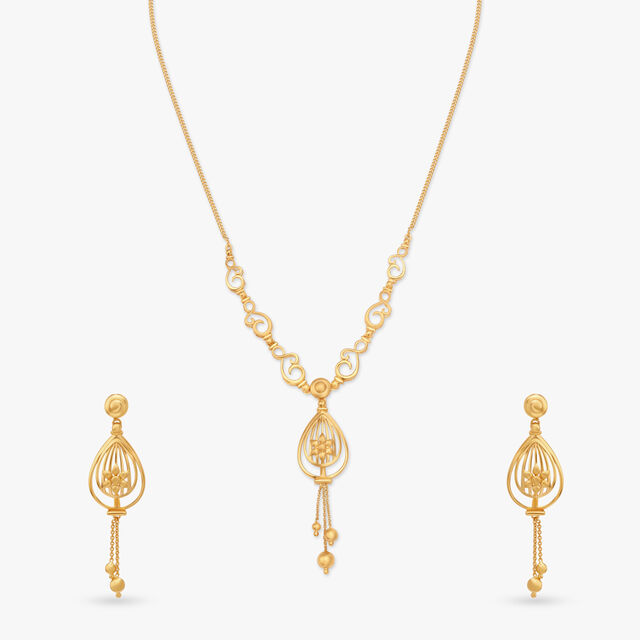 Flowery Drop Necklace Set 