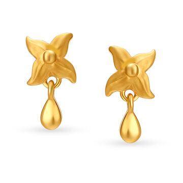 Dainty Floral Gold Drop Earrings