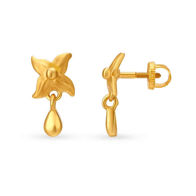 Dainty Floral Gold Drop Earrings,,hi-res 2