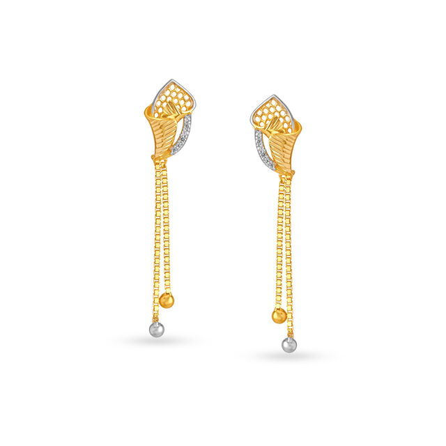 Dainty Fancy Gold Drop Earrings with Stones 