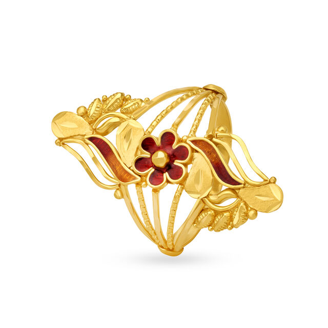 Opulent Floral Gold Ring,,hi-res 
