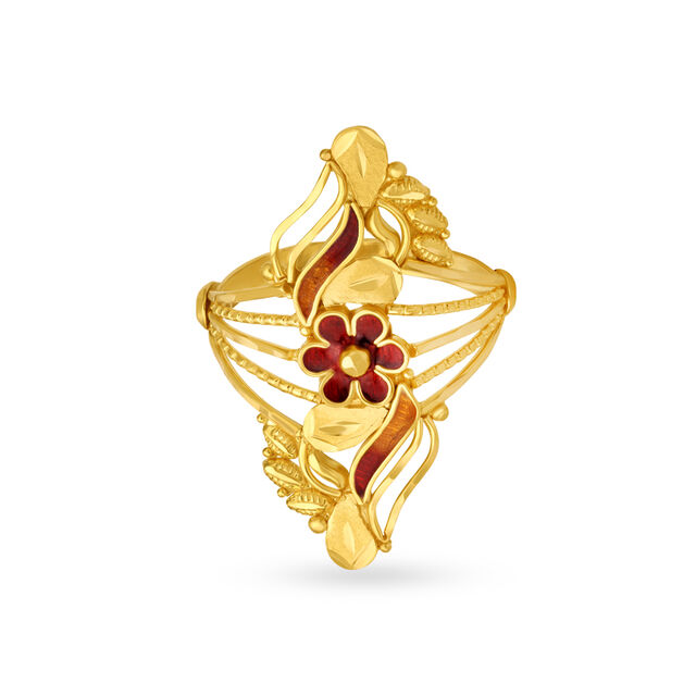 Opulent Floral Gold Ring,,hi-res 2