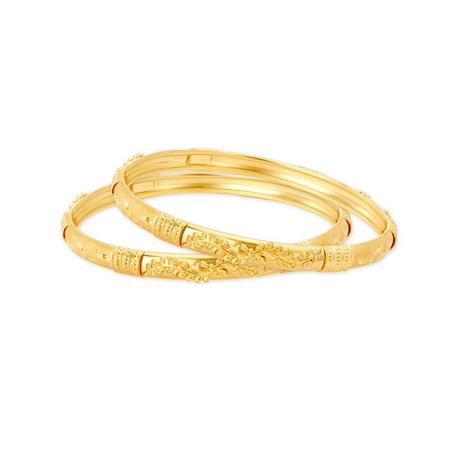 Floral Surreal Gold Bangle,,hi-res 