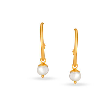 Golden Pearl Elegance Drop Earrings