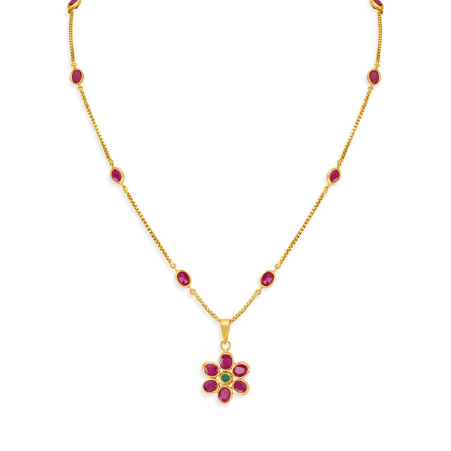 Magnificent Emerald and Ruby Gold Pendant with Chain 2