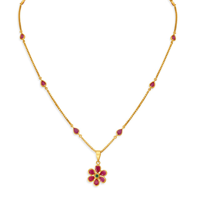 Dazzling Ruby Blossom Pendand with Chain 