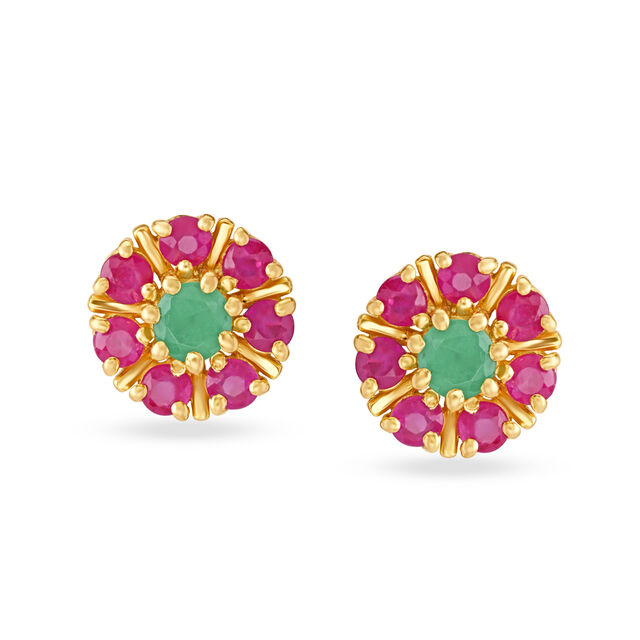 Mesmerising Emerald and Ruby Stud Earrings 