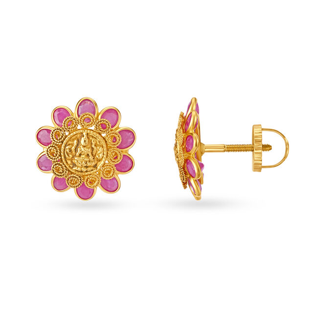 Divine Ruby and Gold Stud Earrings 2