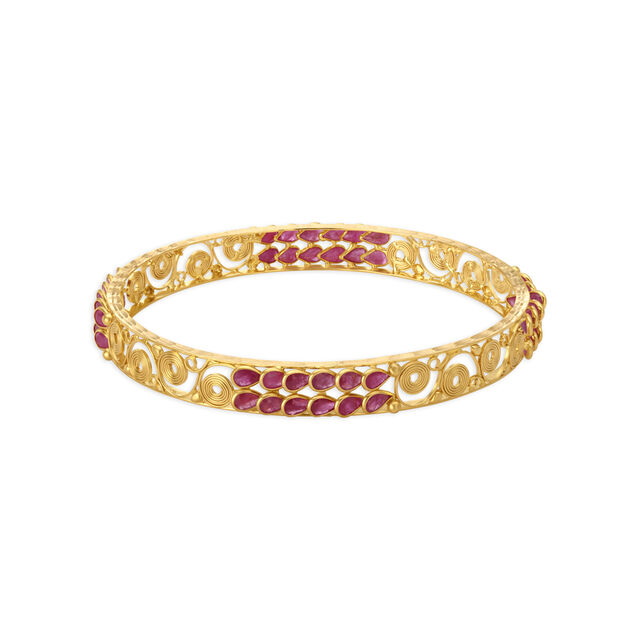 Classy Ruby Gold Bangle,,hi-res