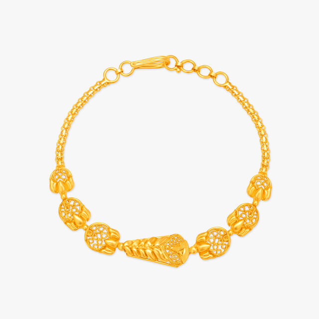 Aesthetic Jali Work Gold Bracelet,,hi-res