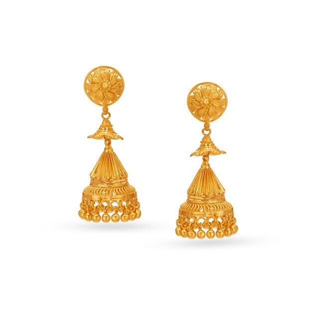 Floral Gold Big Jhumkas,,hi-res 