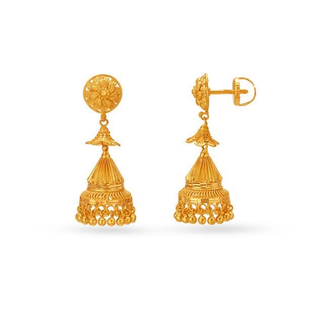Floral Gold Big Jhumkas,,hi-res 2