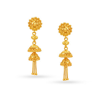 Modern Floral Gold Jhumkas