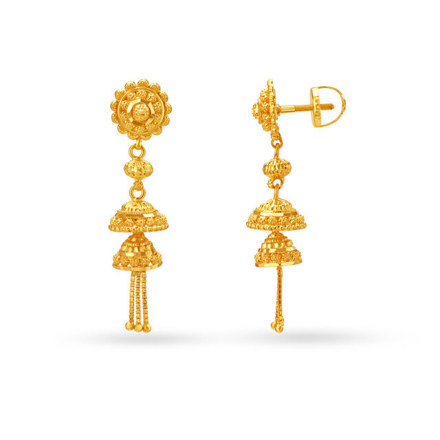 Modern Floral Gold Jhumkas 2