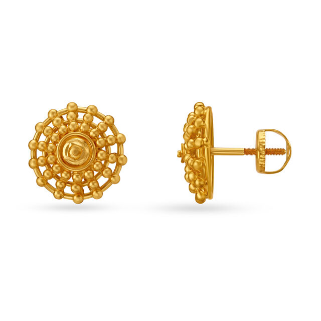 Alluring Floral Gold Stud Earrings 2