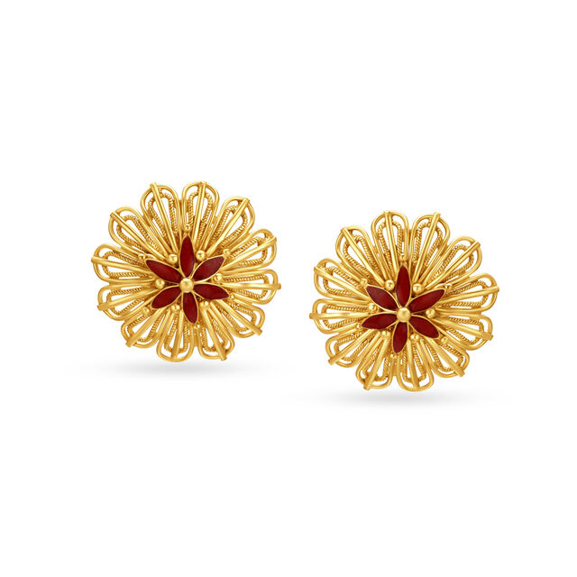 Modern Floral Large Stud Earrings 