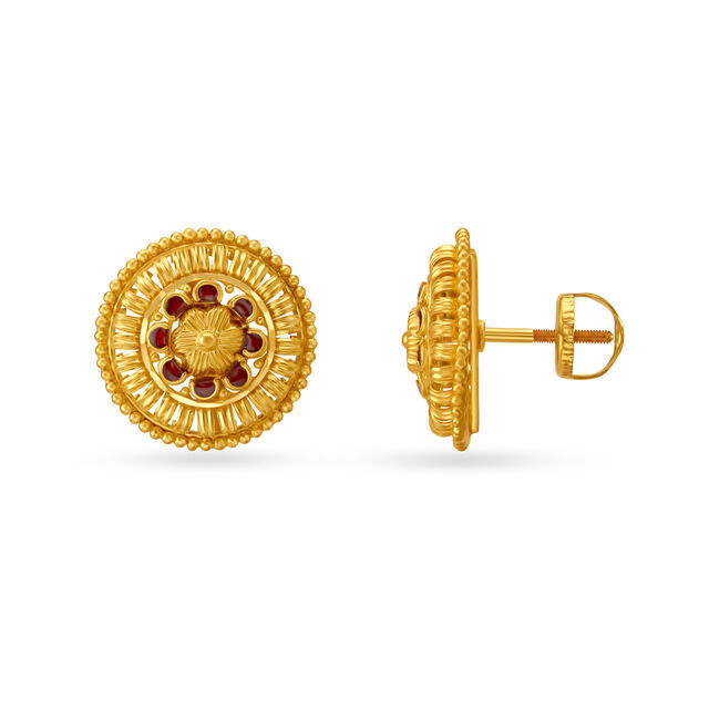 Exquisite Floral Gold Stud Earrings 2