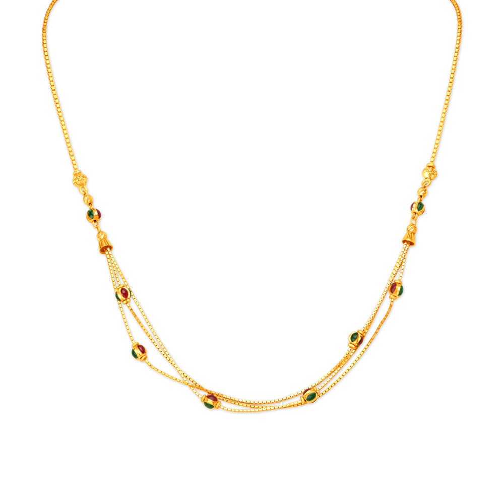 Buy Stylish Two Row Bead Gold Chain at Best Price Tanishq US