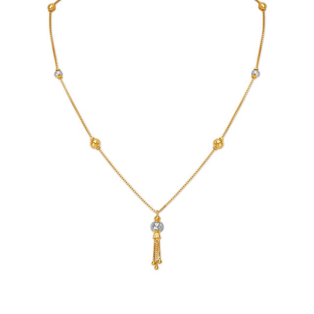 Hanging Threads Beads Gold Chain,,hi-res