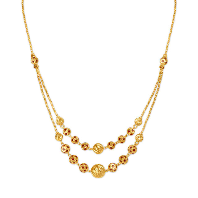 Buy Dual Layer Coloured Bead Gold Chain at Best Price Tanishq UAE