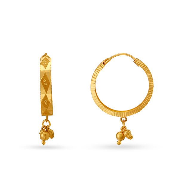 Glamorous Gold Hoop Earrings With Beads 