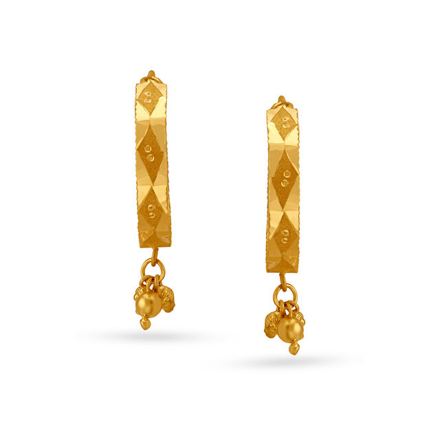 Glamorous Gold Hoop Earrings With Beads 2
