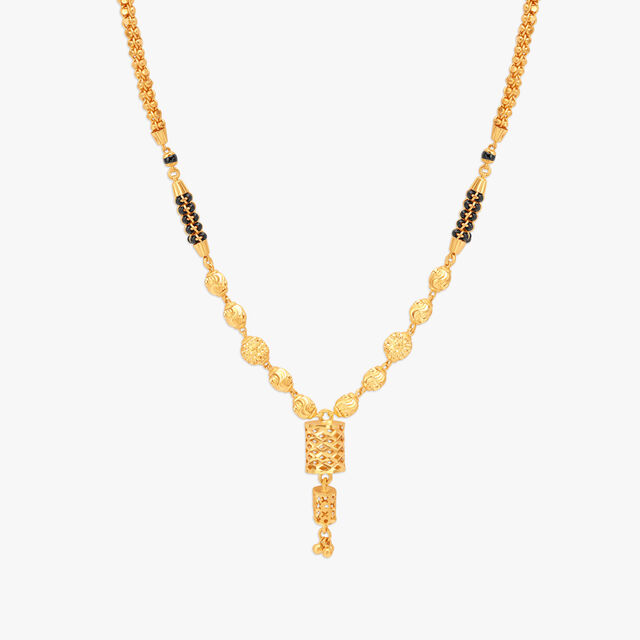 Fancy Cylindrical Design Gold Mangalsutra