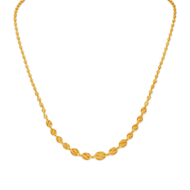 Sleek Artistic Bead Gold Chain
