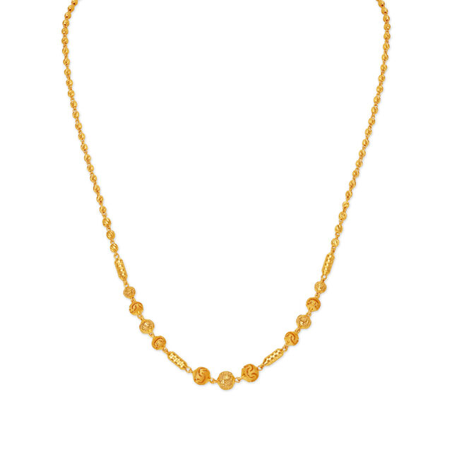 Carved Exciting Bead Gold Chain 