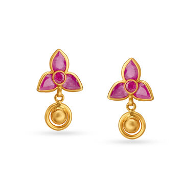 Spectacular Ruby Gold Drop Earrings