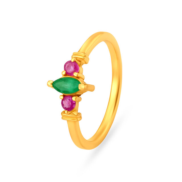 Breathtaking Emerald And Ruby Studded Gold Ring